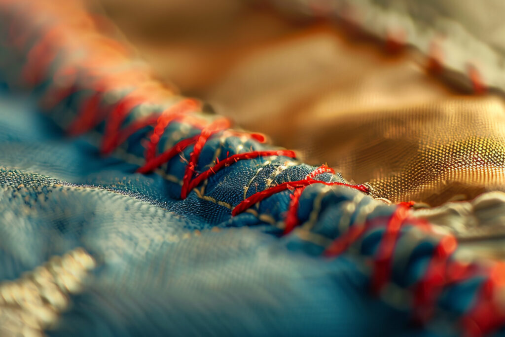 extreme stitching on american flag texture